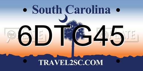 6DTG45 South Carolina License Plate
