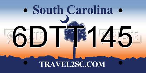 6DTT145 South Carolina License Plate