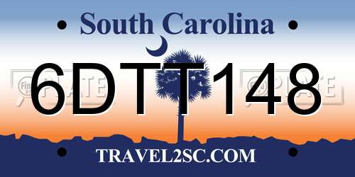 6DTT148 South Carolina License Plate