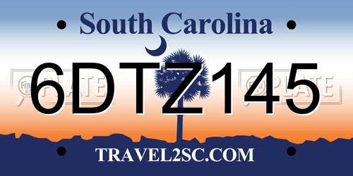 6DTZ145 South Carolina License Plate