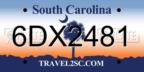 6DX2481 South Carolina License Plate