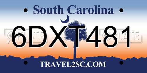 6DXT481 South Carolina License Plate