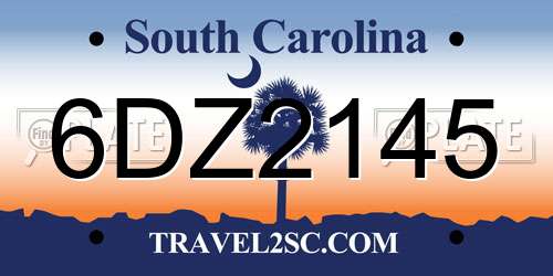 6DZ2145 South Carolina License Plate