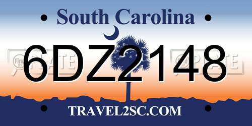 6DZ2148 South Carolina License Plate
