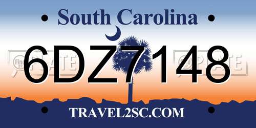 6DZ7148 South Carolina License Plate