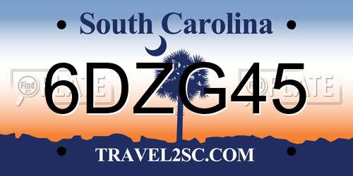 6DZG45 South Carolina License Plate