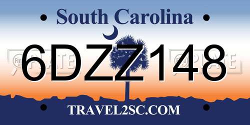 6DZZ148 South Carolina License Plate