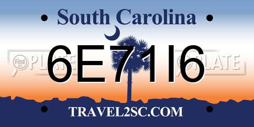 6E71I6 South Carolina License Plate
