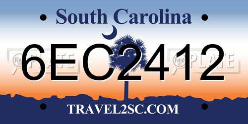 6EC2412 South Carolina License Plate