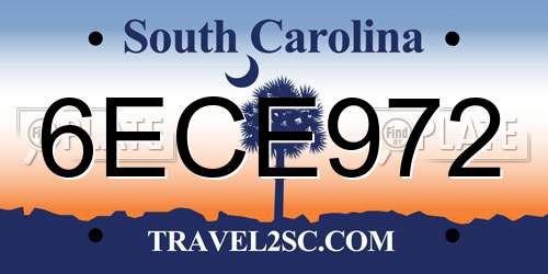 6ECE972 South Carolina License Plate