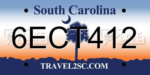 6ECT412 South Carolina License Plate