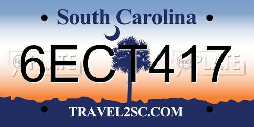 6ECT417 South Carolina License Plate