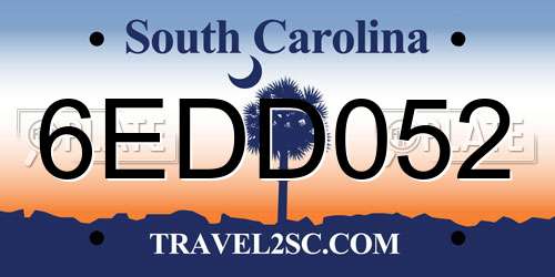 6EDD052 South Carolina License Plate