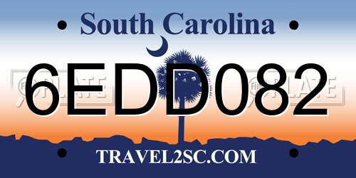 6EDD082 South Carolina License Plate