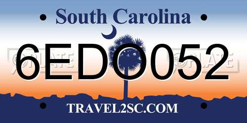 6EDO052 South Carolina License Plate