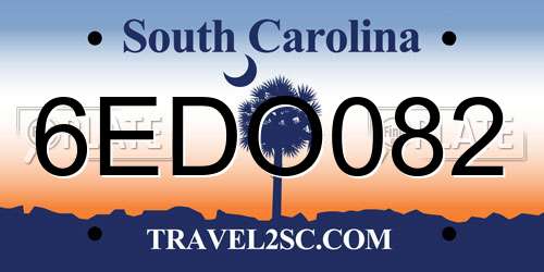 6EDO082 South Carolina License Plate