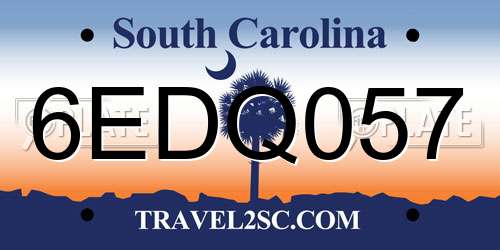 6EDQ057 South Carolina License Plate