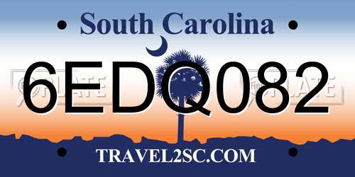 6EDQ082 South Carolina License Plate