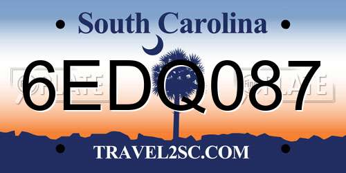6EDQ087 South Carolina License Plate