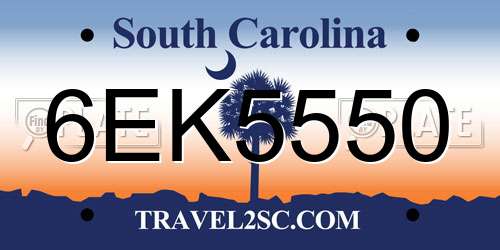 6EK5550 South Carolina License Plate