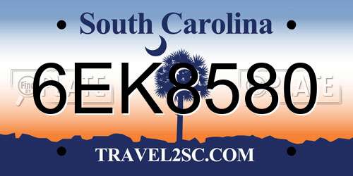 6EK8580 South Carolina License Plate