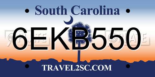 6EKB550 South Carolina License Plate