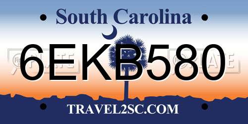 6EKB580 South Carolina License Plate