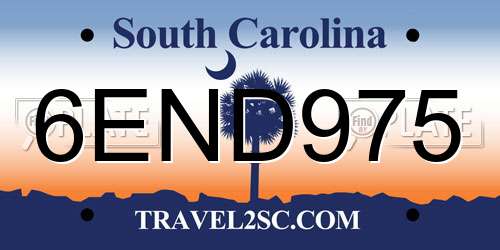 6END975 South Carolina License Plate