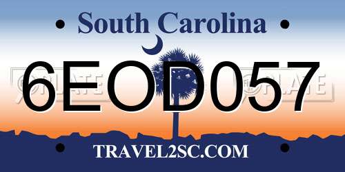 6EOD057 South Carolina License Plate