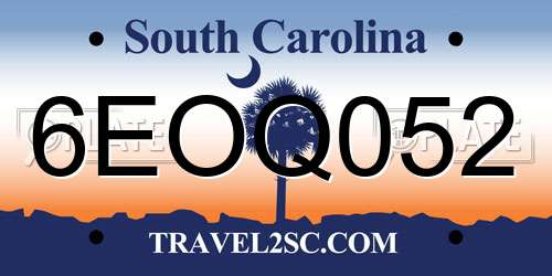 6EOQ052 South Carolina License Plate