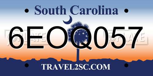 6EOQ057 South Carolina License Plate