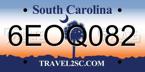 6EOQ082 South Carolina License Plate