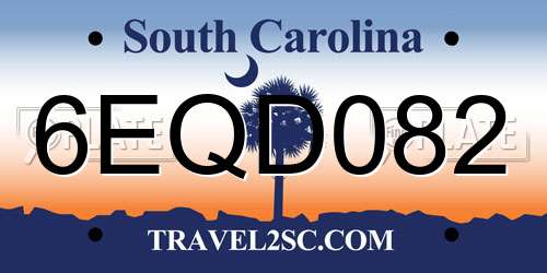 6EQD082 South Carolina License Plate