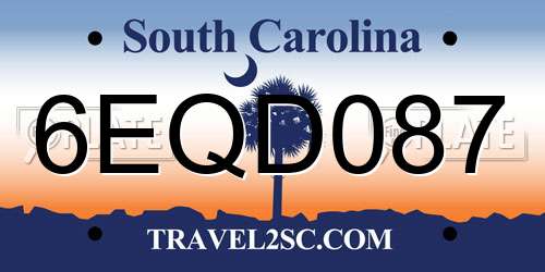 6EQD087 South Carolina License Plate