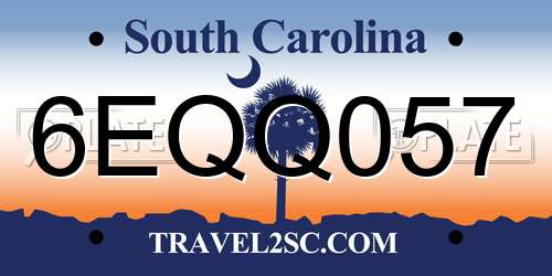 6EQQ057 South Carolina License Plate