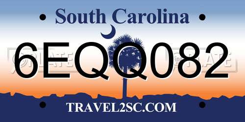 6EQQ082 South Carolina License Plate