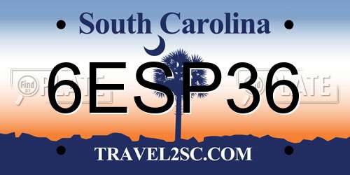 6ESP36 South Carolina License Plate
