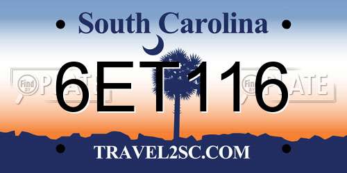 6ET116 South Carolina License Plate