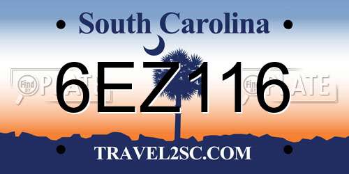 6EZ116 South Carolina License Plate