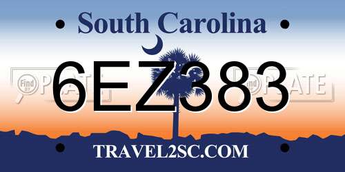 6EZ383 South Carolina License Plate