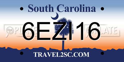 6EZI16 South Carolina License Plate