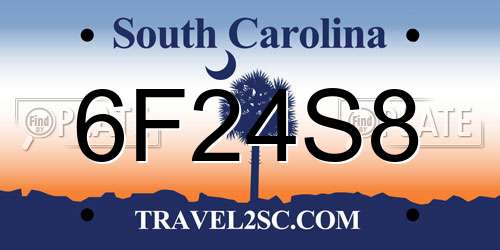 6F24S8 South Carolina License Plate