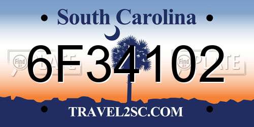 6F34102 South Carolina License Plate