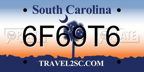 6F69T6 South Carolina License Plate