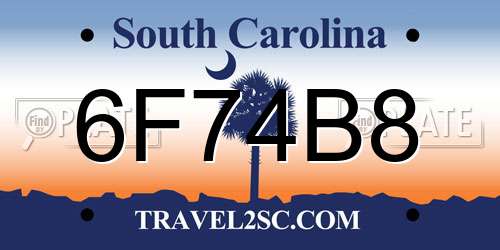 6F74B8 South Carolina License Plate