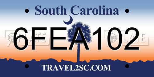 6FEA102 South Carolina License Plate