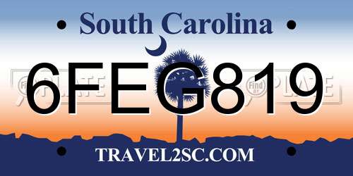 6FEG819 South Carolina License Plate