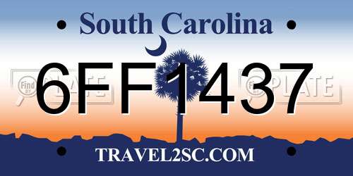 6FF1437 South Carolina License Plate