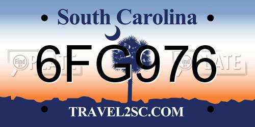 6FG976 South Carolina License Plate