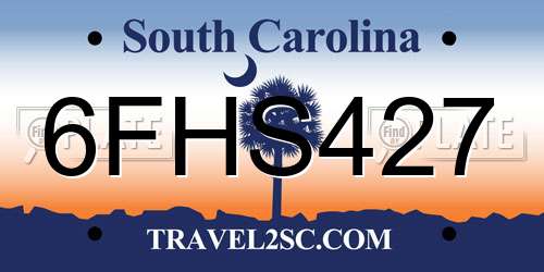 6FHS427 South Carolina License Plate